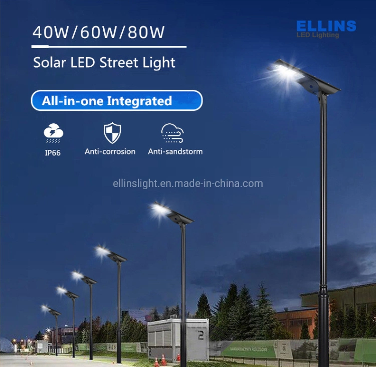 Outdoor IP66 30W 50W 60W 80W Integrated Solar LED Street Light with Motion Sensor