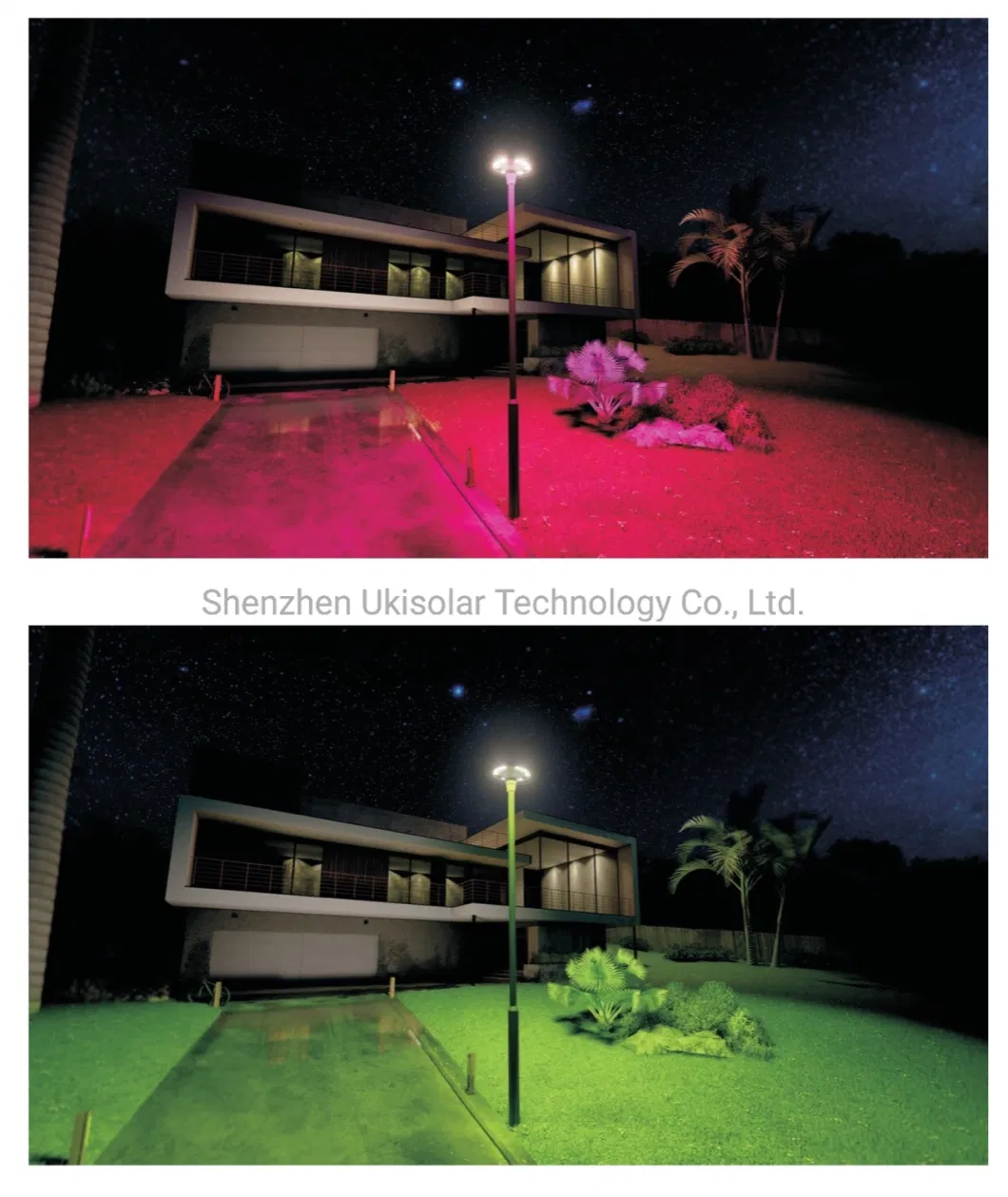 Ukisolar Solar Garden Lights Home Depot with RGB and Remoter, 4m Split Pole Post